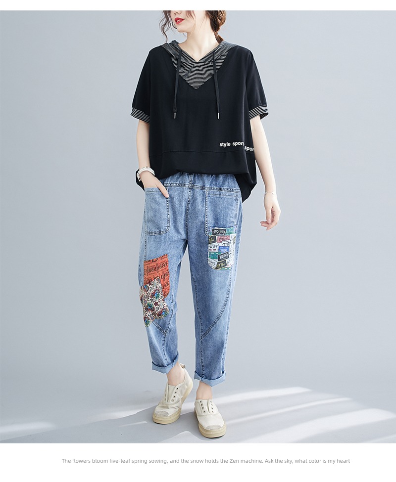 withdraw Last order major suit stripe V-neck printing Short sleeve T-shirt