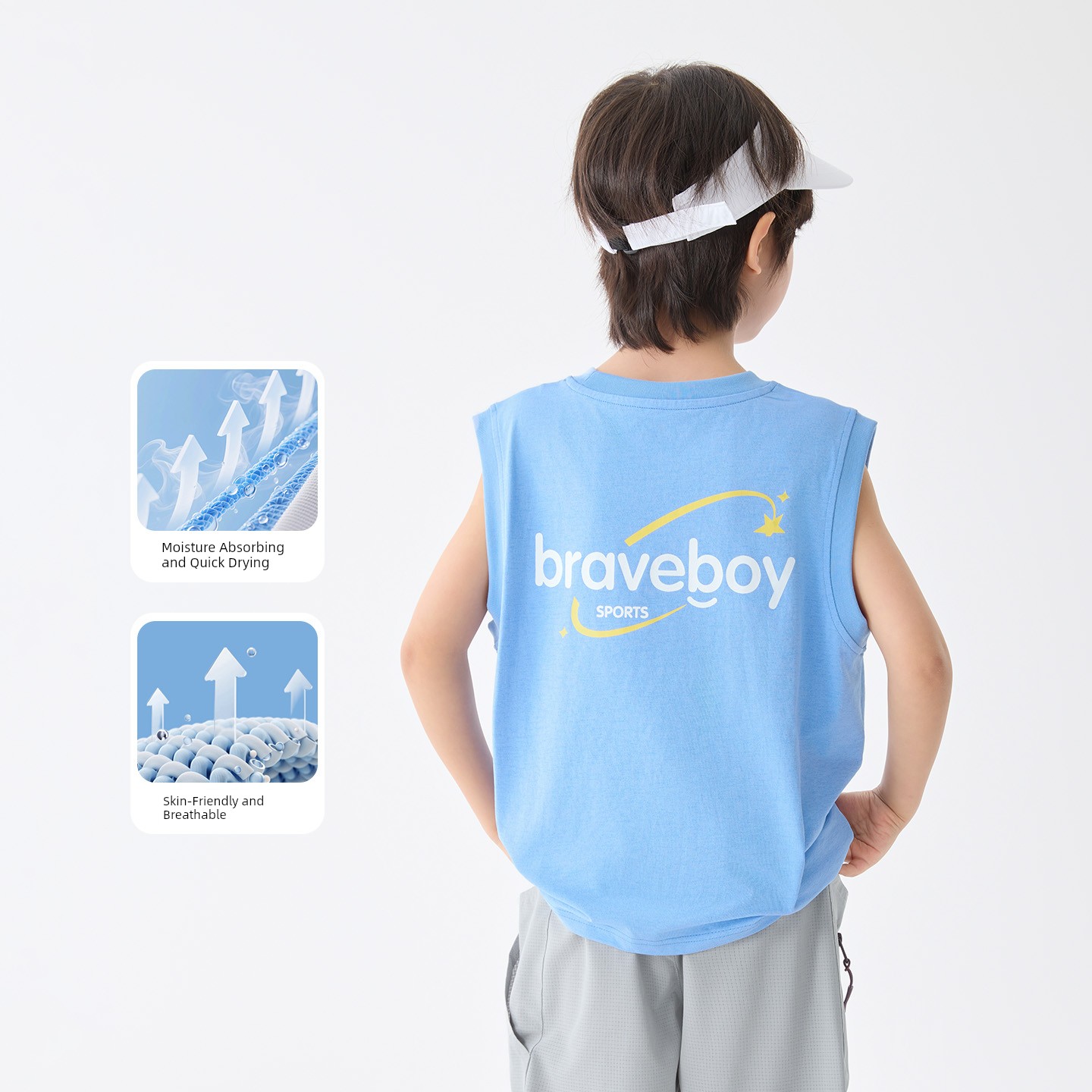 Haima's Boys' Pure Cotton Summer Thin Vest 2026 New Style Children's Sleeveless T-Shirt Boys' Outerwear Set Trendy — 7