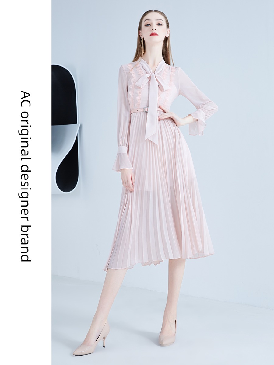AUI Pink Celebrity Foreign style Age reduction Chiffon Dress