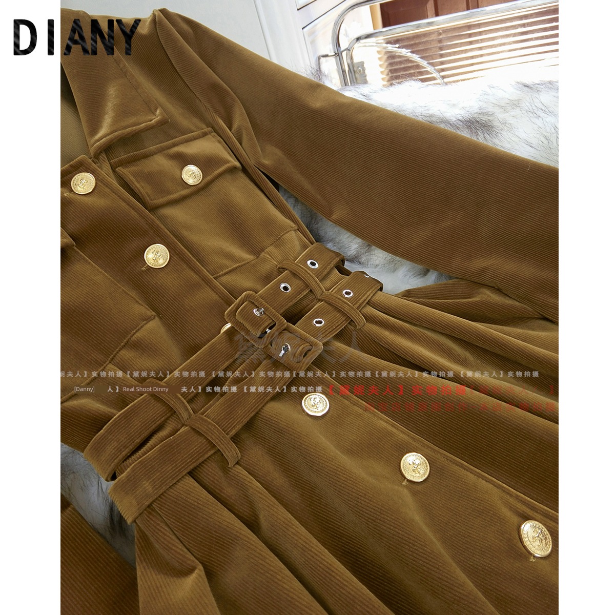 Autumn and winter Little fragrance corduroy Show thin High waist Dress