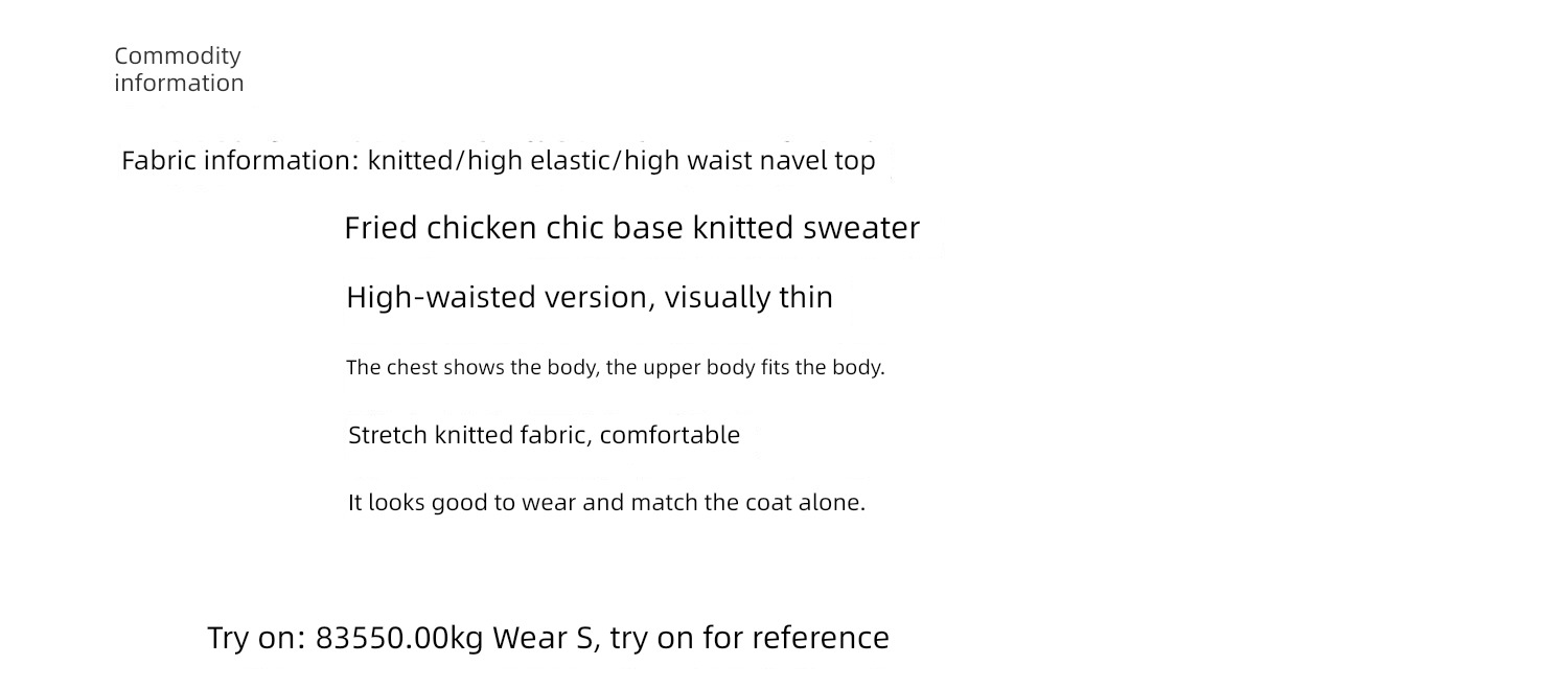 hottie knitting Hemp flowers Exposed navel easy High waist sweater
