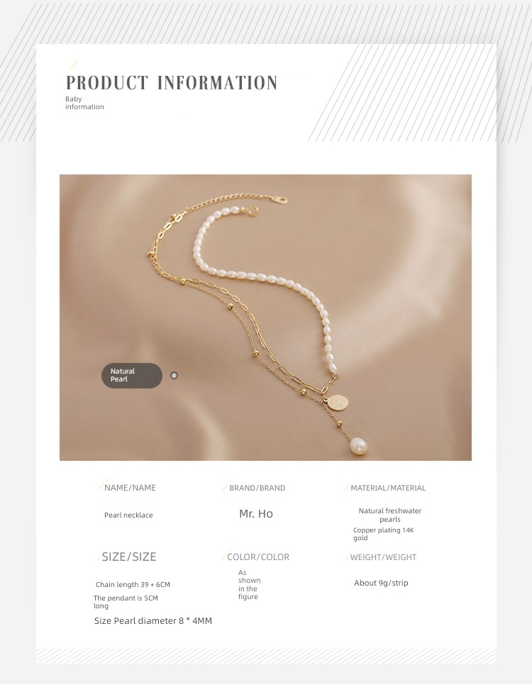 Necklace female double-deck Overlapping wear tassels natural freshwater Pearl