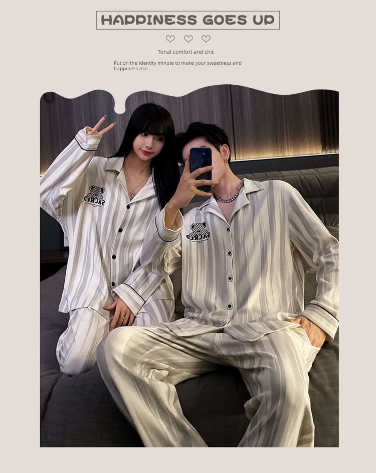 Spring and Autumn pure cotton Han Fan Cartoon female lovers pajamas