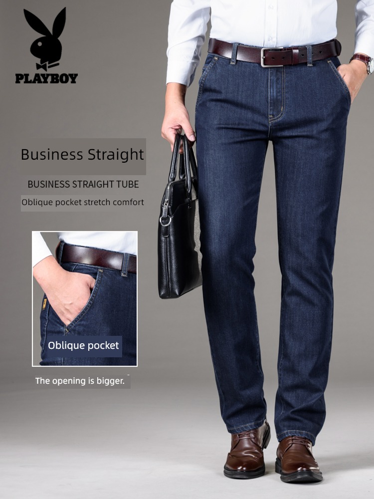 dandy thickening Autumn and winter middle age dad Jeans