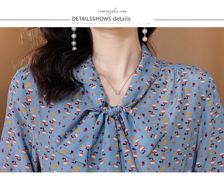 printing Long sleeve Autumn  French Your wife Chiffon shirt