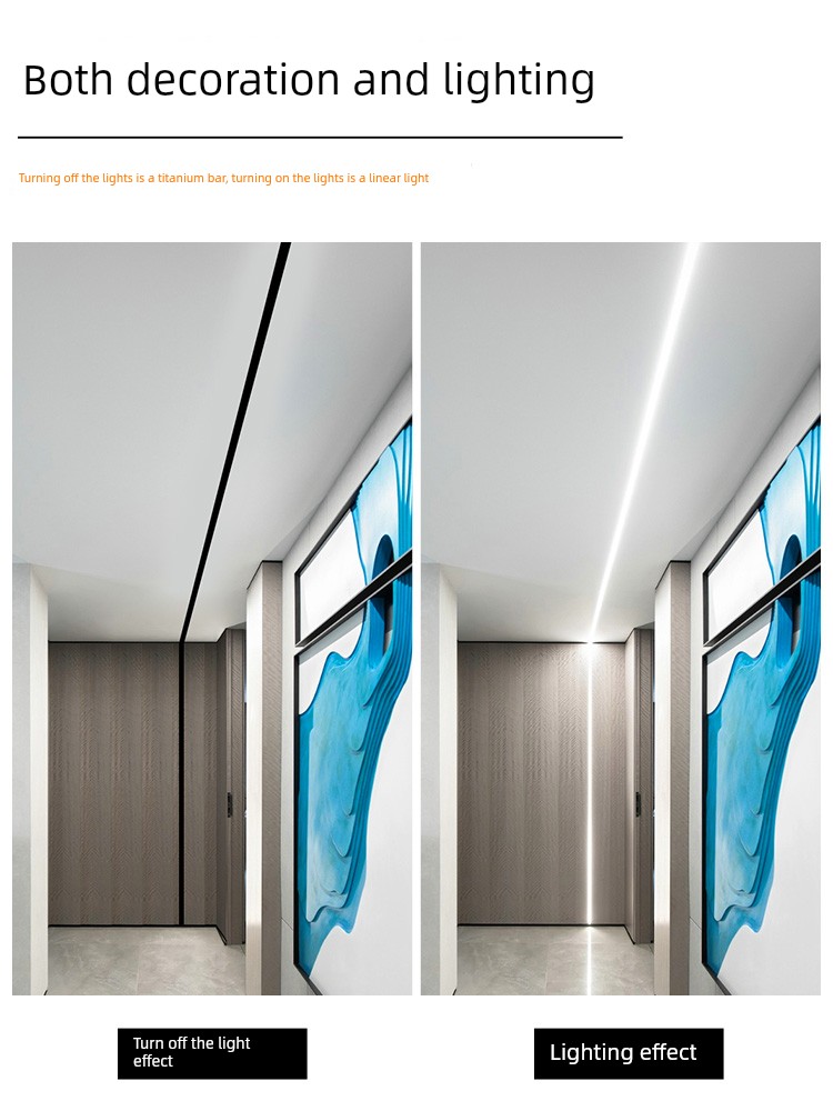 Double Eyelid Ceiling Linear Light Strip Embedded Aluminum Channel Light Trough Led Strip U-Shaped Slot Surface-Mounted Line Light Recessed Profile