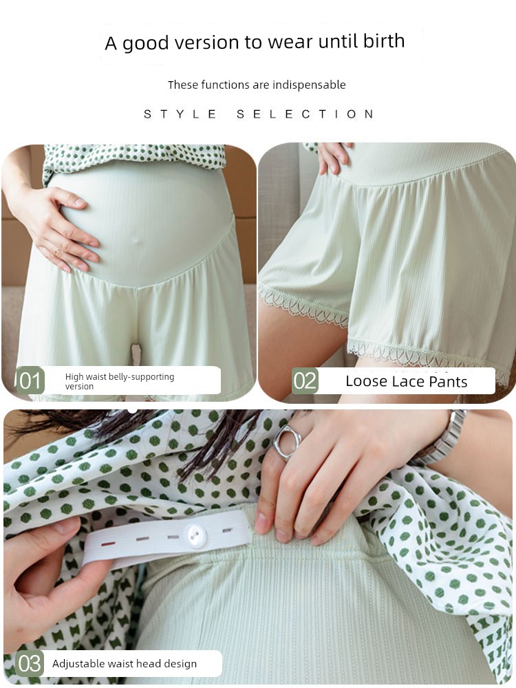 Ice Silk Shorts Fashion Tape Loose Low Waist Summer Clothes for Pregnant Women — 5