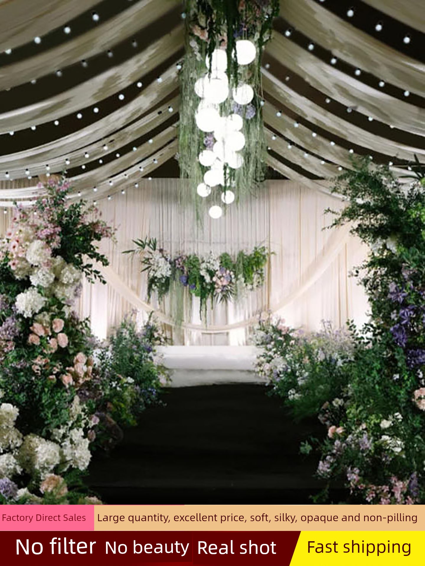 Wedding Purdah Korean Style Elastic Fabric Ceiling Milk Silk Hotel Stage Voile Decorations Wedding Hall Layout Props