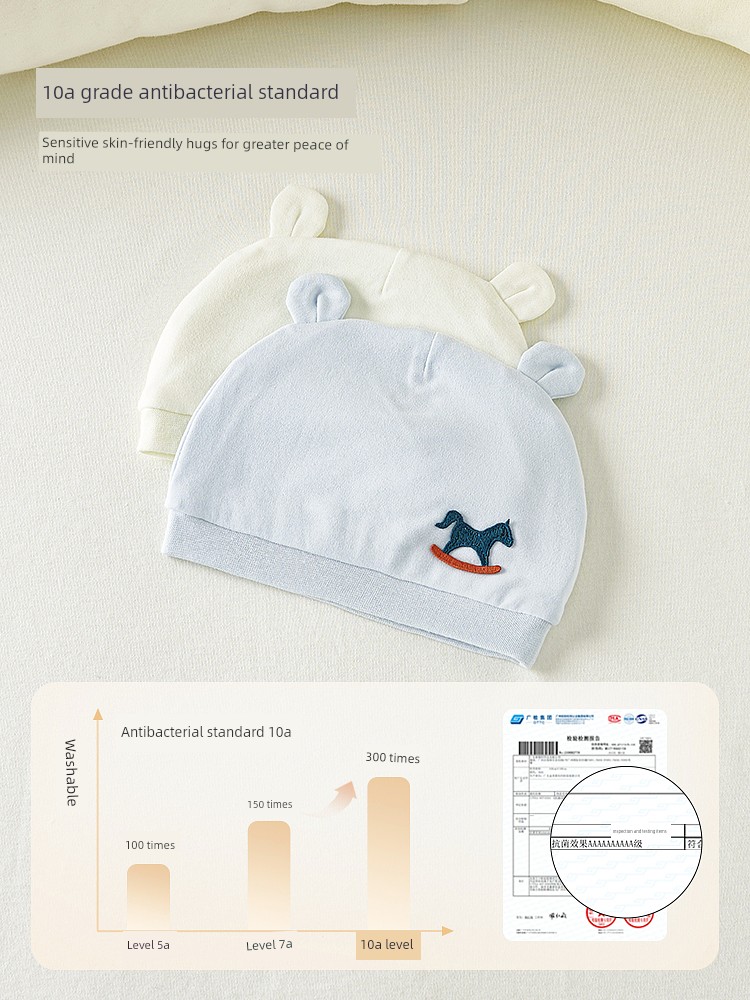 Tongtai Baby Hat Pure Cotton Baby Hat Newborn Baby Fontanelle Protection Hat Newborn Double-Layer Windproof Hat Hooded Hat