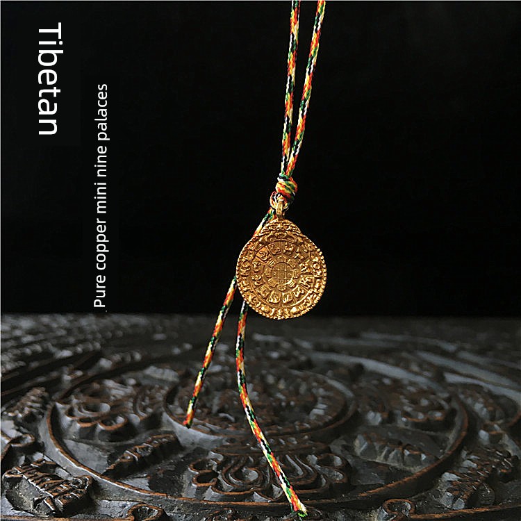 Authentic Pure Copper Non-Fading Finely Crafted Brass Nine-Gong Eight-Trigram Pendant Mini Lotus Master Nine-Gong Pendant Ornament