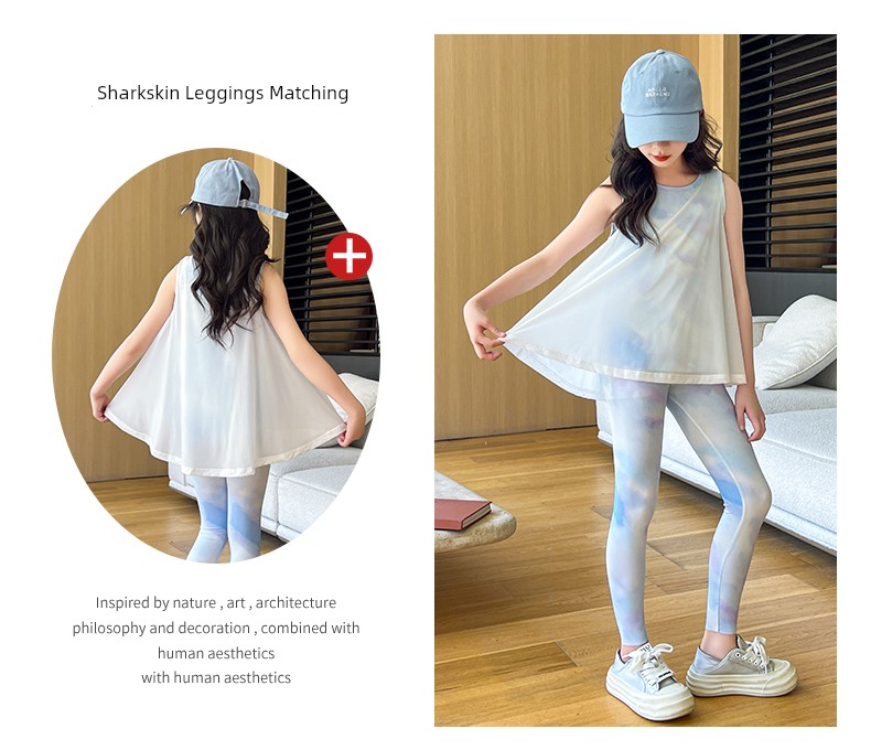 Shark Pants for Girls, Sports Yoga Pants, Children's Quick-Dry Pants, Summer Thin Cool Sun-Protection Long Pants, Big Kids' Leggings — 5