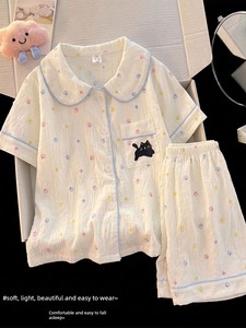 Children's Pajamas for Girls, Summer Thin Style, Doll Collar, Cloud Cotton, 2026 New Short-Sleeve Sweet Princess Girls' 