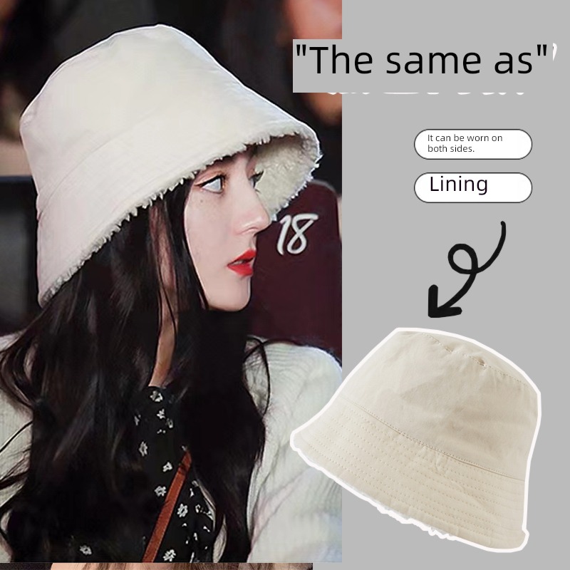 Double sided wear female Reba Same Versatile winter Fisherman hat