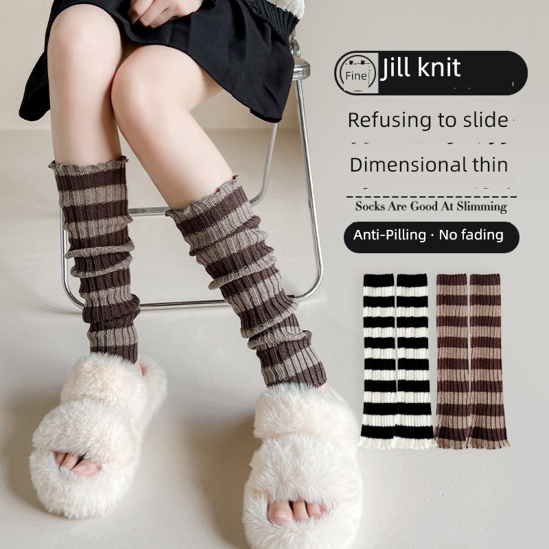 jk knitting Women's money black and white stripe lace keep warm socks