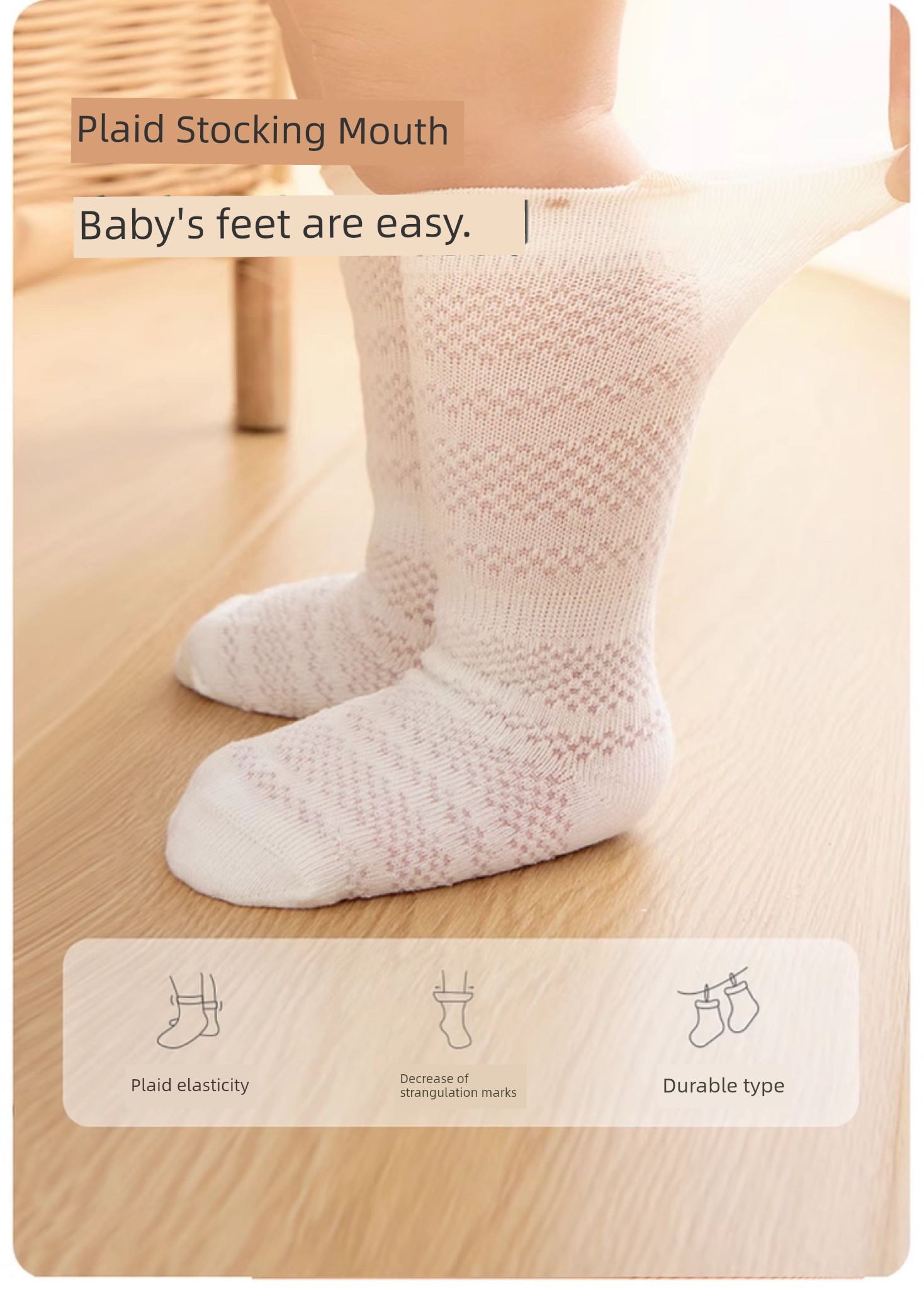 Tongtai Baby Socks Spring and Summer Thin Baby Wide Mouth Not Tight Mesh Long Socks Kids Wide Mouth Tube Socks 3 Pairs — 7