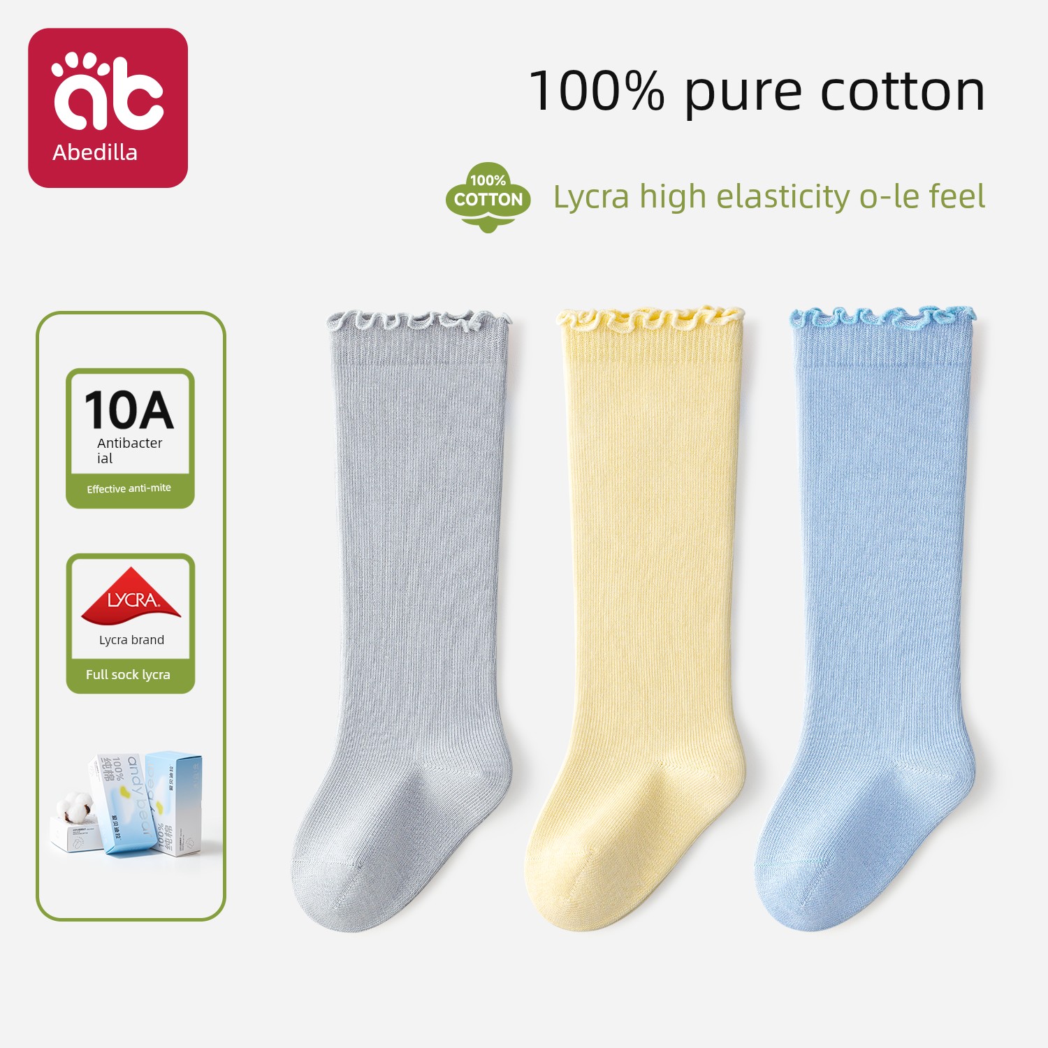 Baby Long Socks for Spring and Autumn, Pure Cotton, for Newborns, Winter, Unisex, 0 to 3 Months Old, Over-The-Knee, Non-Binding on the Legs — 8