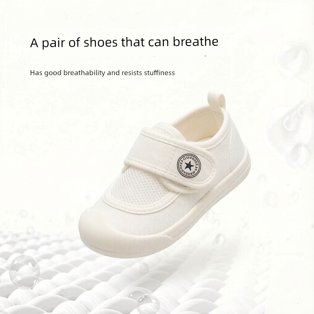 Kindergarten Indoor White Shoes for Boys, Lightweight Non-Slip Indoor Shoes for Boys Entering School, Children's White Canvas Shoes — 3