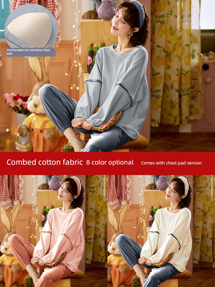 female Spring and Autumn Long sleeve Cotton Ins wind summer pajamas