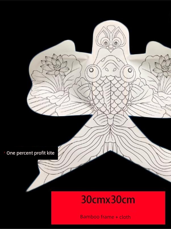 30cm Coloring Sand Swallow Kite for Children, Hand-Drawn Coloring Blank Educational Goldfish DIY Painting