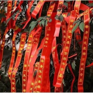 100 Red Ribbons for Good Luck, Wishing Ribbons, Scenic Spot Tree Hanging Red Streamers, Festive Supplies