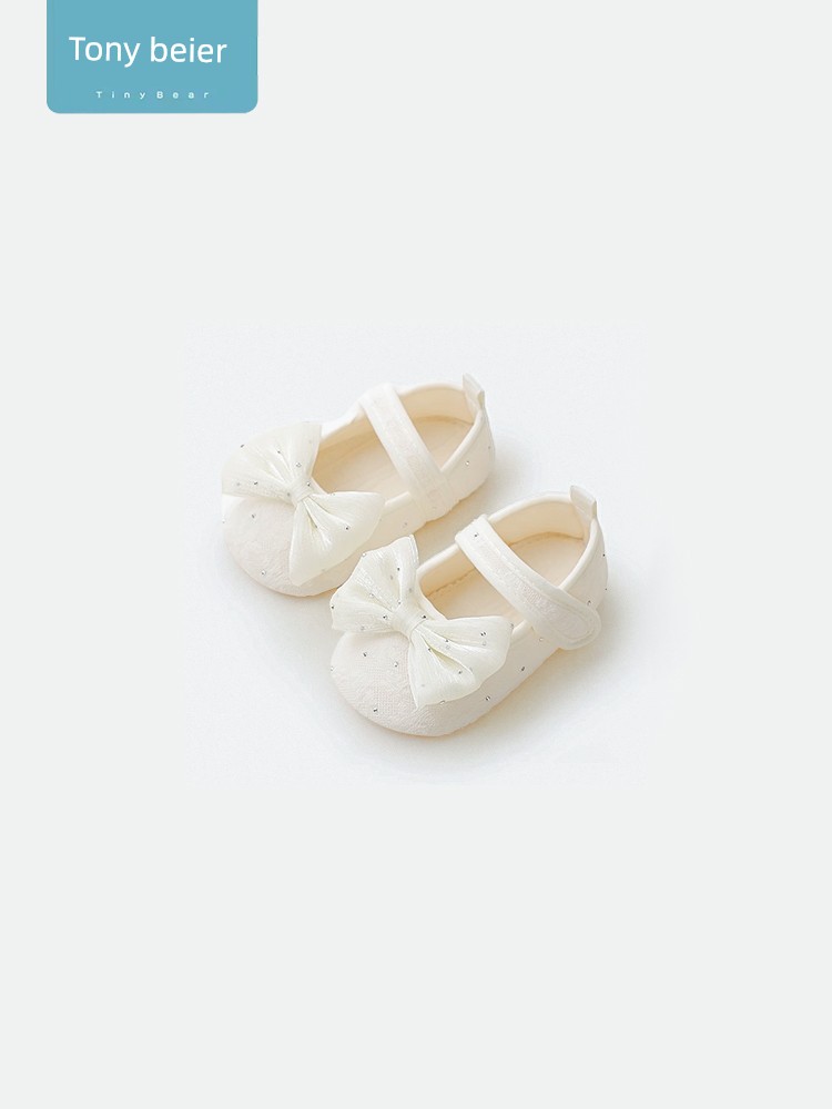 Tony Bear Baby Shoes Non-Slip Floor Shoes for Spring and Autumn, Breathable Soft-Soled Anti-Slip Princess Walking Shoes for Baby Girls