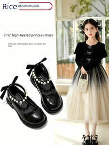 British Nu Children's High-Heeled Shoes for Girls, Princess Style, Suitable for Dresses, High-End Soft-Soled Beautiful C