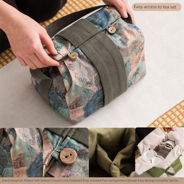 Travel tea set storage bag home portable tea set Quick guest cup teapot tea cup storage fabric bag gift box