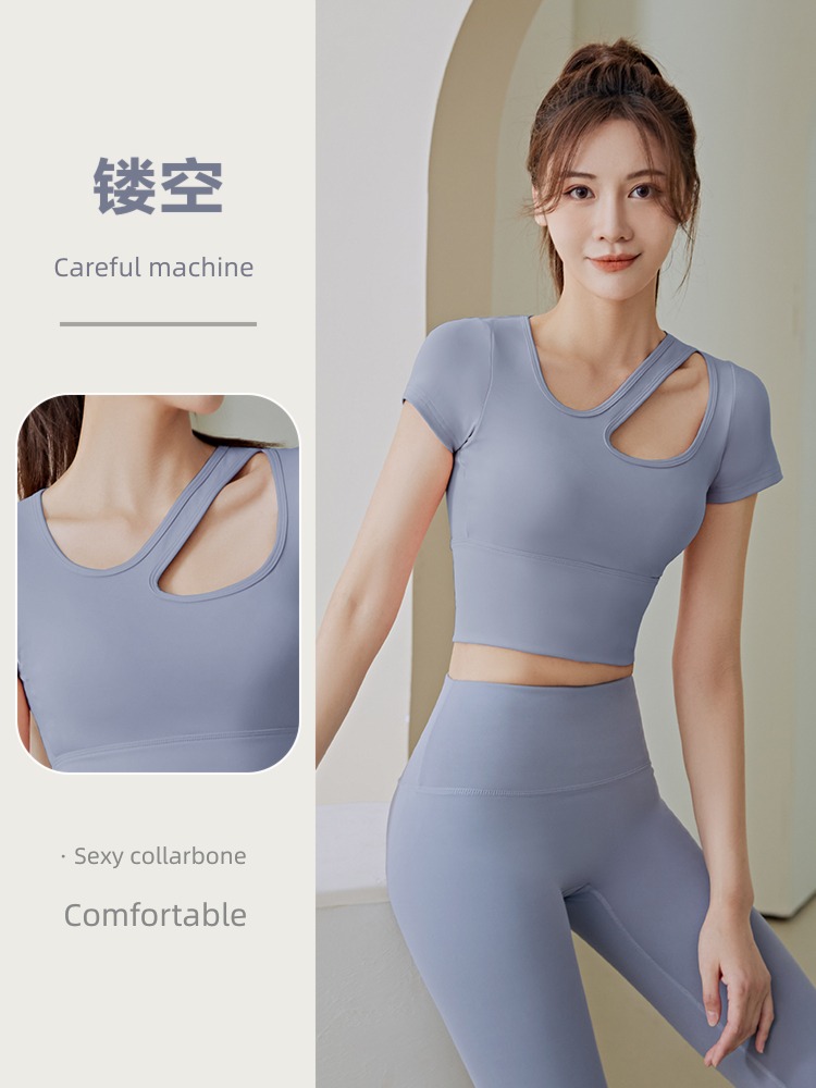 female Short sleeve Thin money major pilates Quick drying Fitness wear