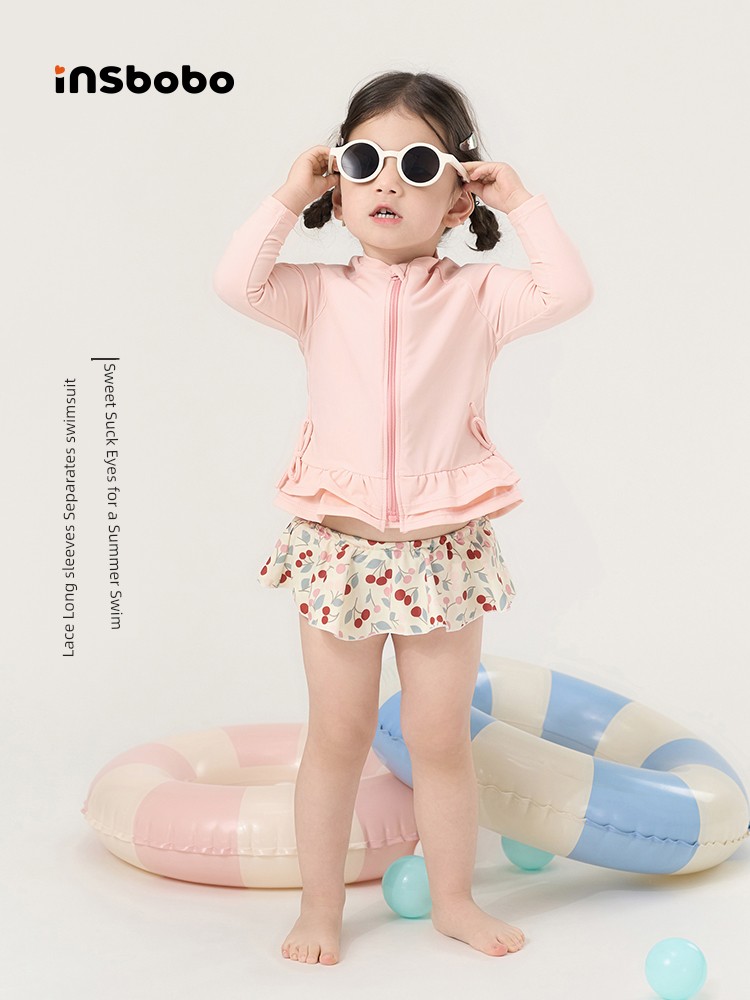 3 Years Old Separates Long Sleeves Internet Celebrity Sweet Kids Swimsuit — 2