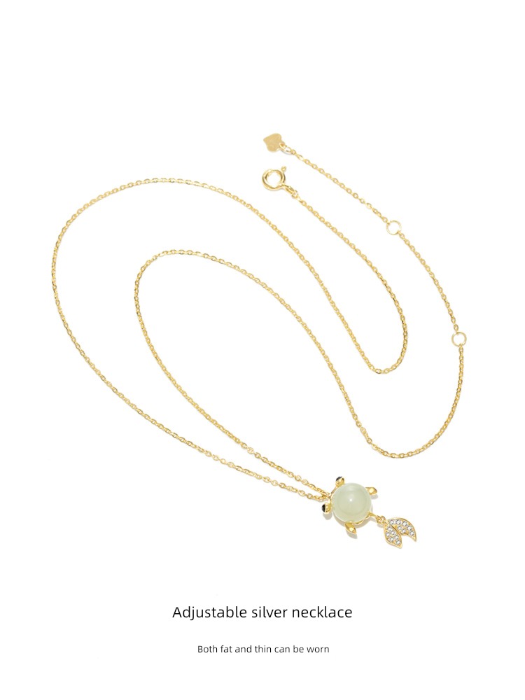 jewelry Goldfish Nephrite  Minority female Sterling Silver Necklace