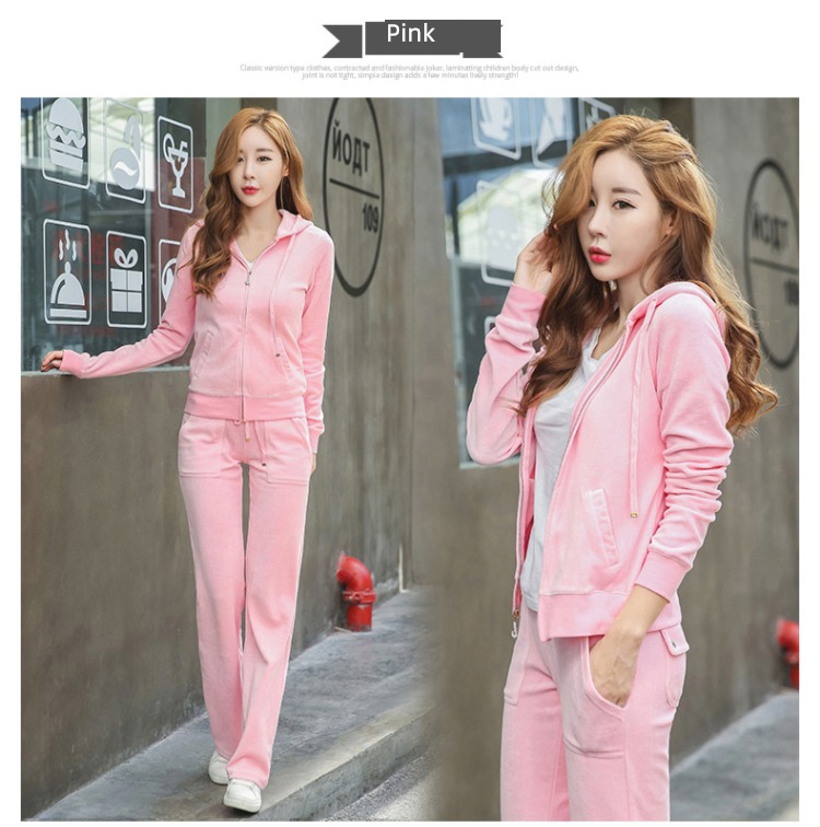 Gold wire velvet Athletic Wear suit female spring and autumn 2022 new pattern Fashion temperament Self-cultivation Big size Two Show thin tide