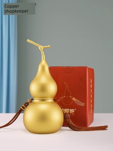 Copper Gourd, Pure Brass Ornament, Open Lid, Hollow Dragon Head, Golden Gourd Craft, Large Size, Home Living Room Decora