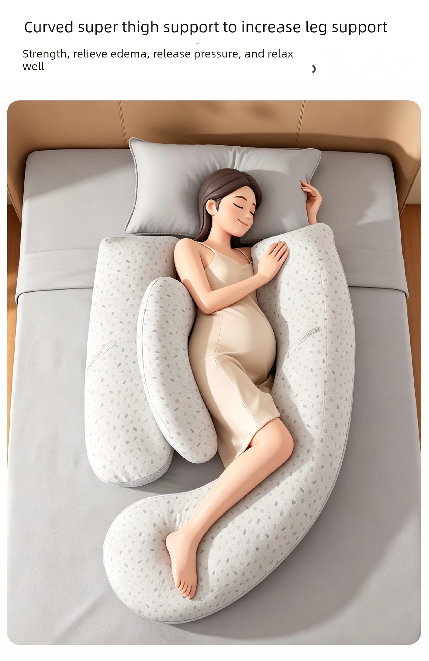 Invebaby Pregnancy Pillow for Waist Support, Side Sleeping, and Belly Support, Special Pillow for Sleeping during Pregnancy, Gift — 7