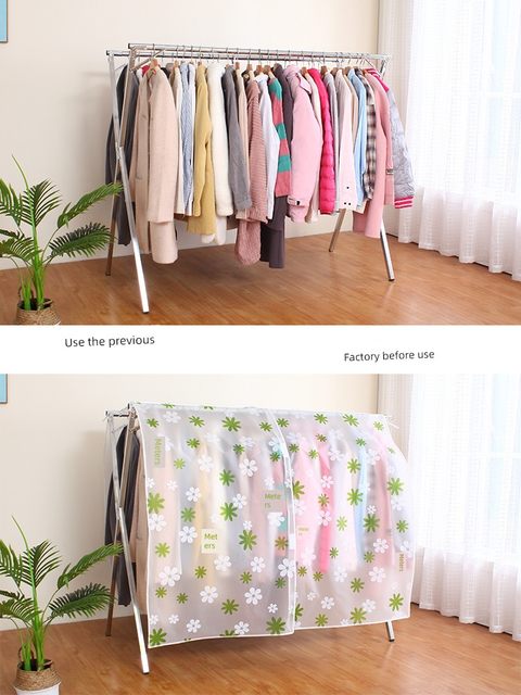X Clothes rack dustproof cover cloth clothing storage cover dustproof cover transparent clothes cover suit cover hanging clothes bag household