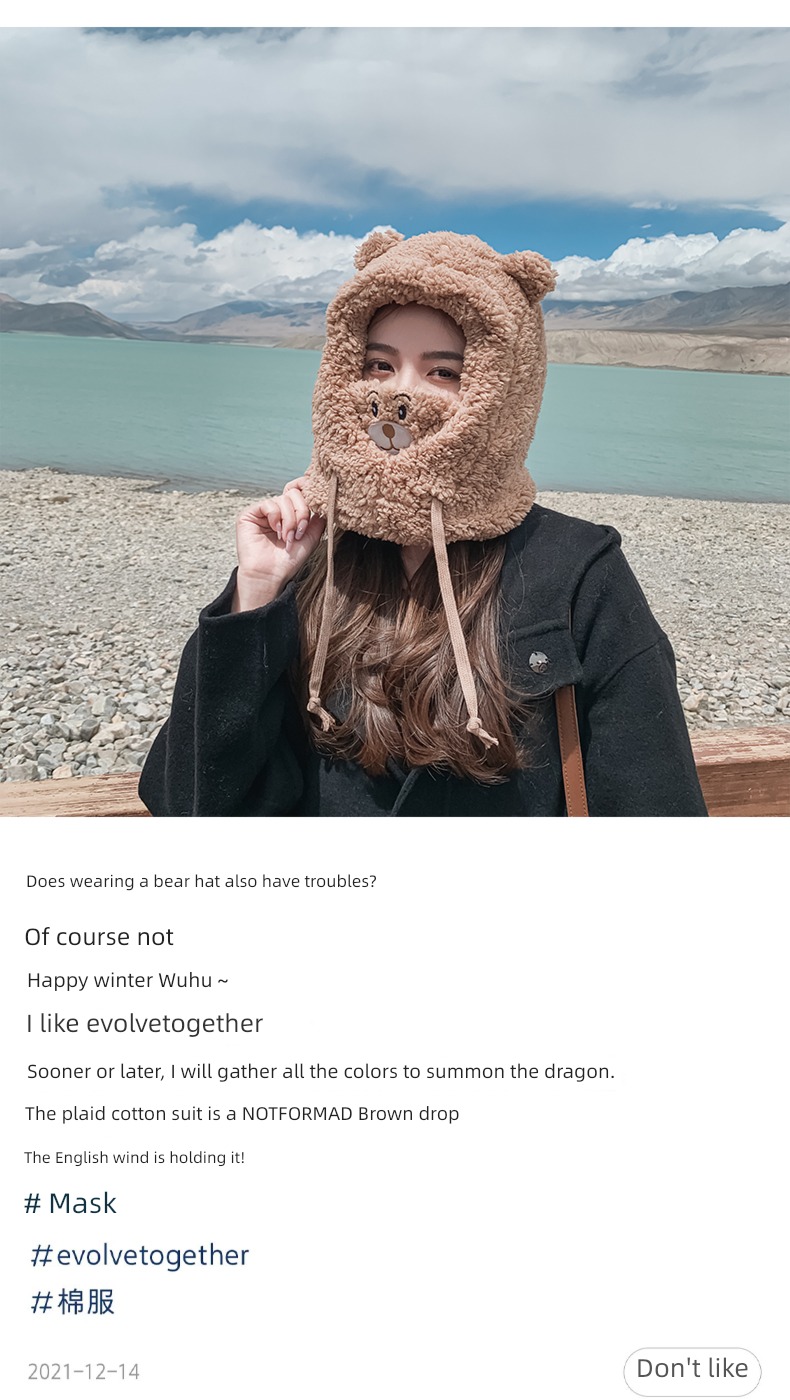 lovely female winter Cycling Hat scarf Plush Mask