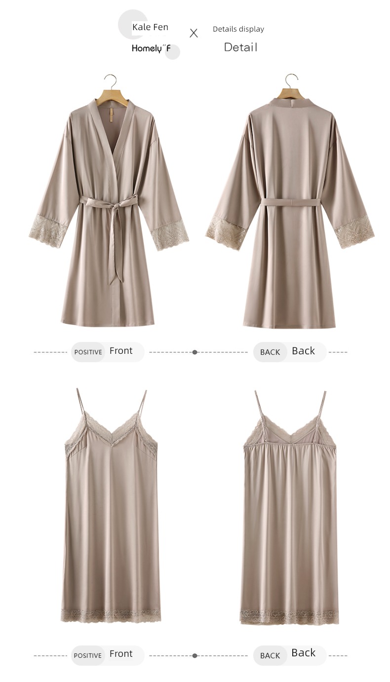 Bathrobe Ice silk summer camisole sexy suit pajamas