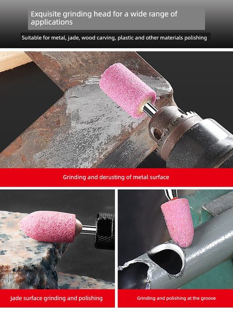 Extended Flint Red Corundum Grinding Wheel Grinding Head 3mm Sand Wheel Small Electric Drill Grinding Head Metal Rust Removal Polishing Grinding