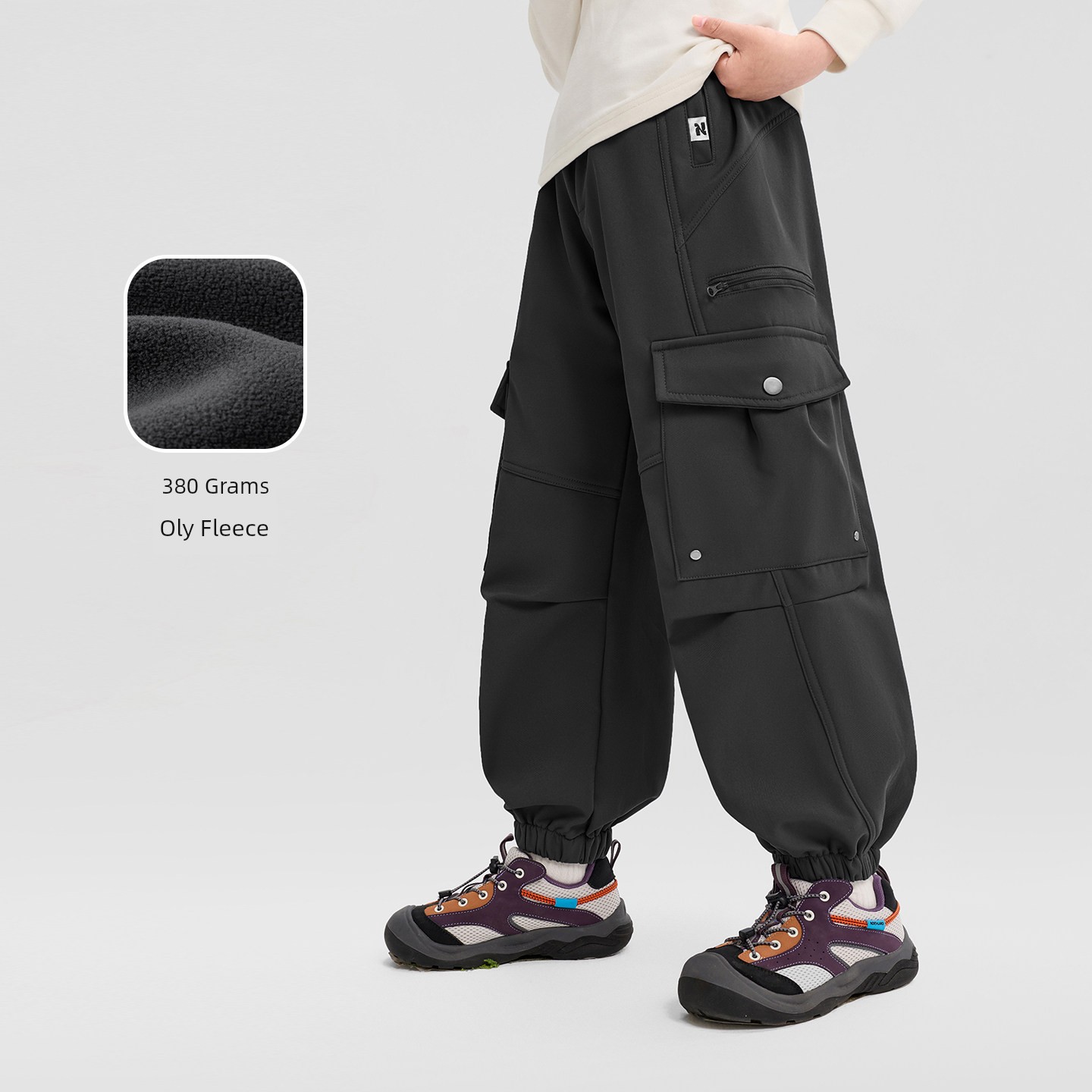 Zuoxi Children's Clothing Boys' Pants Children's Cargo Pants Autumn and Winter 2026 New Style for Older Children Fleece-Lined Outdoor Pants Long Pants — 8
