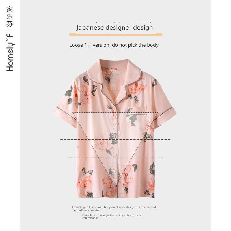 pure cotton Short sleeve trousers summer middle age mom pajamas