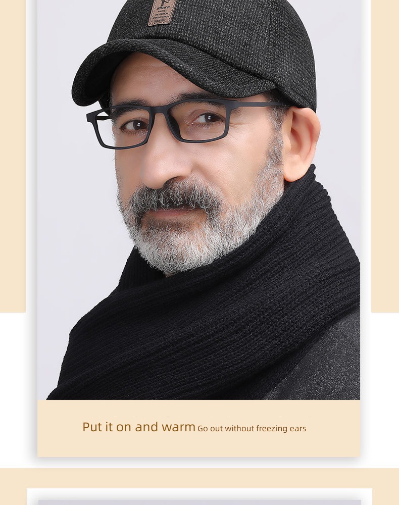 man Autumn and winter dad old man Cold proof Ear protection Hat