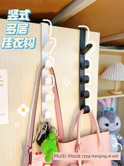 Long row of hooks behind the door bags and racks ins dormitory storage clothes hanger wall hanging rack hat storage tool