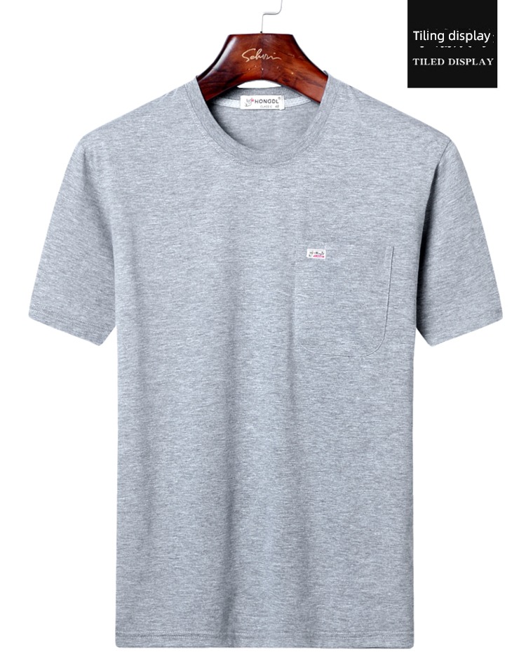 middle age Real pocket leisure time Big size Sweaters Short sleeve T-shirt