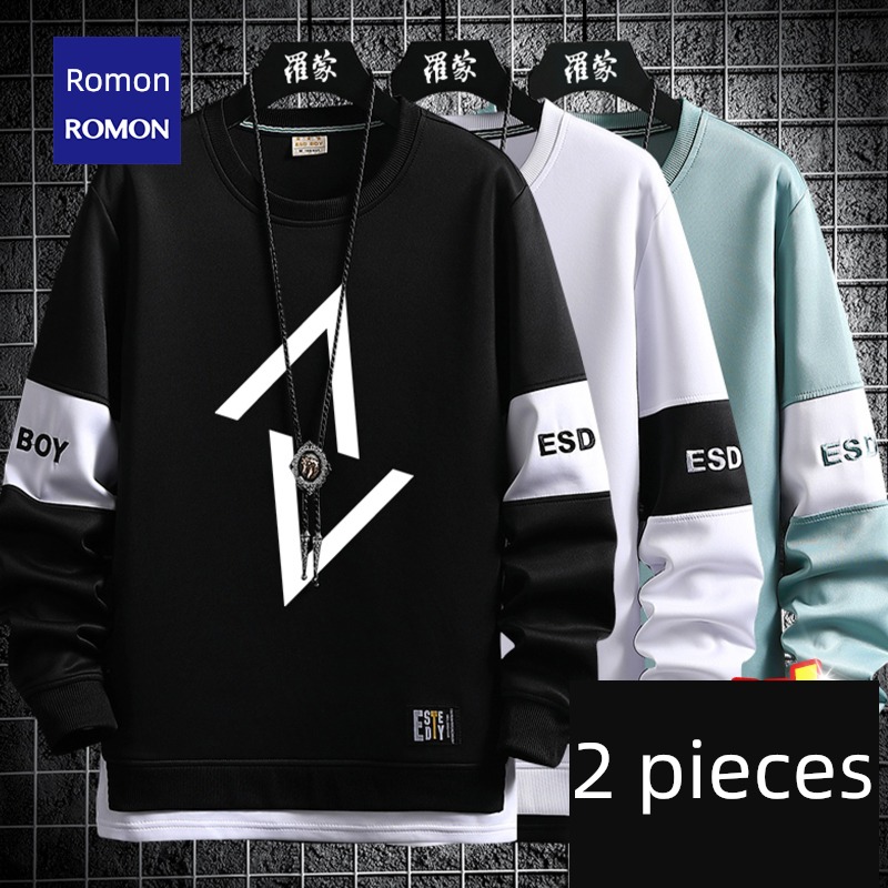 Romon Spring and Autumn teenagers Fake two man Sweater