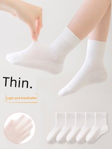 Kid's Socks Spring/Summer Mesh Pure Cotton White Tube Socks Spring & Fall Thin Student Sports Socks Seamless Socks Deodo