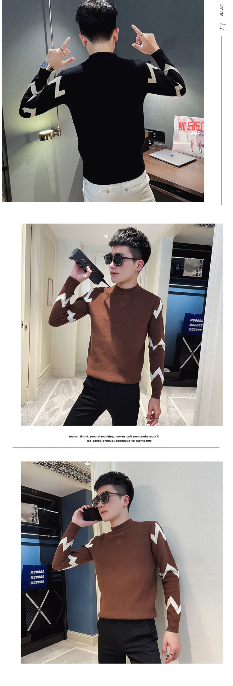 Chaopai Self-cultivation Condom Half high collar thickening man sweater