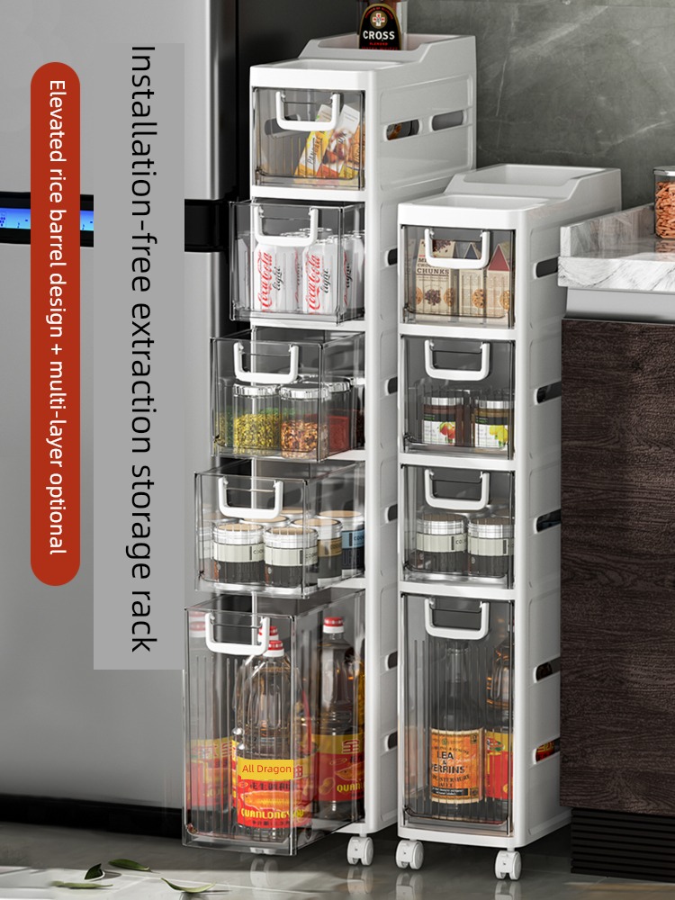 Crevice Shelf kitchen Refrigerator crevice Storage cabinet Narrow slit Locker Storage snacks multi-storey Storage rack to ground