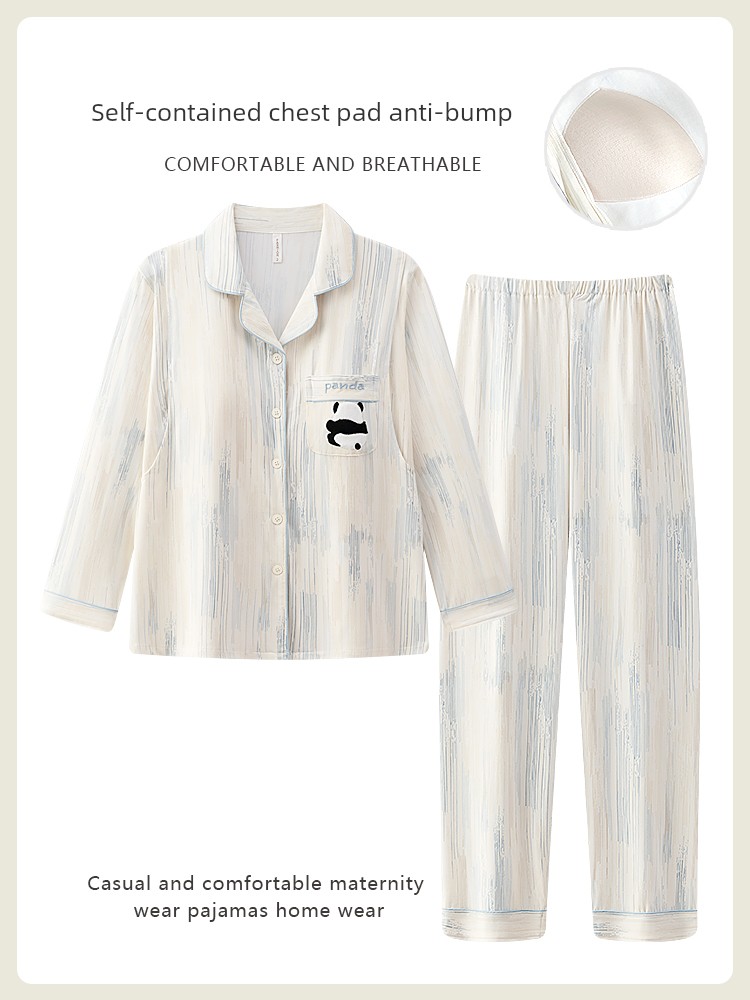 With Chest Pad Pure Cotton Spring and Autumn Nursing Clothing Confinement Clothing
