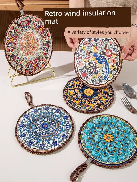 Retro heat insulation pad high temperature resistant casserole anti-scalding pads enamel pot cushions ceramic new Chinese dining table anti-slip dining plate pads