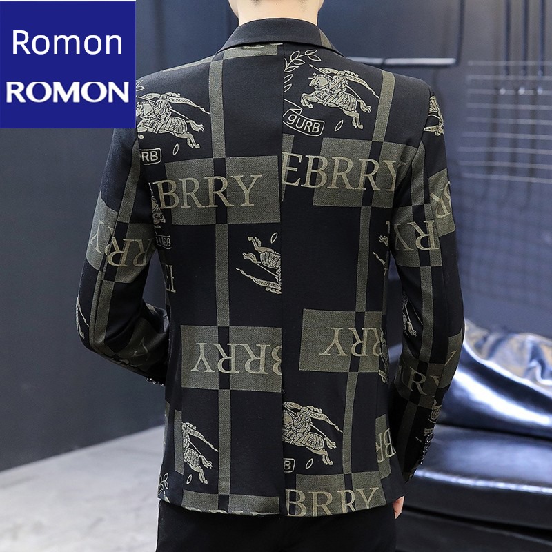 autumn Self-cultivation trend handsome printing leisure time man 's suit