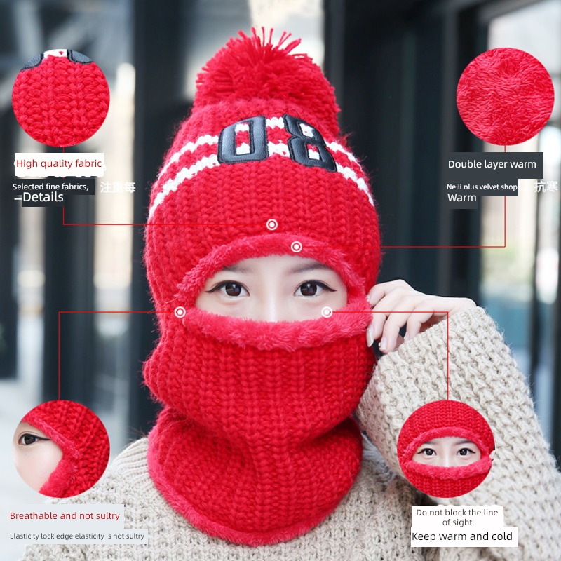 Wool Ear protection Plush female Cycling Windbreak winter Hat